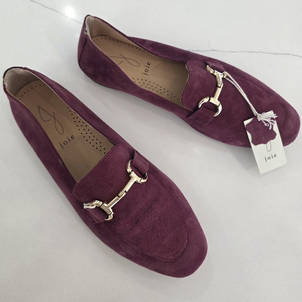 Joie Women's Burgundy Leather Suede Loafers